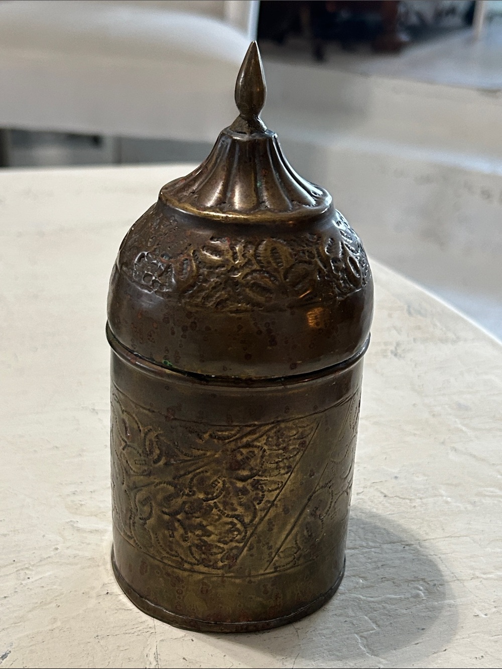 Vintage Pakistan Brass Decorative Canister